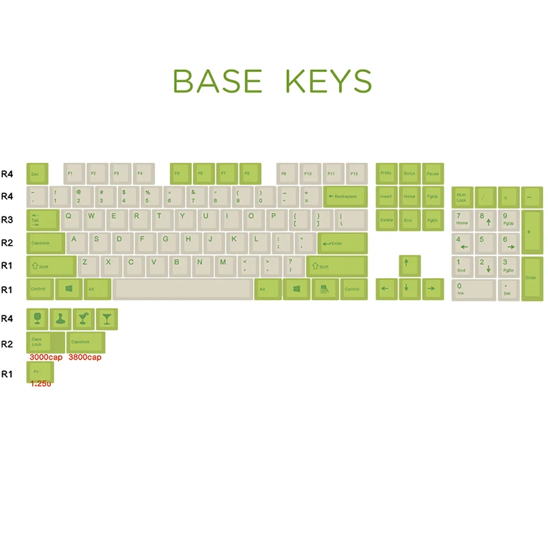 BASE KEYS 111 JKDK зеленые и белые шапочки для шампанского Вишневый профиль краситель-подстилка 111/138 ключей для вишни механическая клавиатура MX - Цвет: BASE KEYS 111