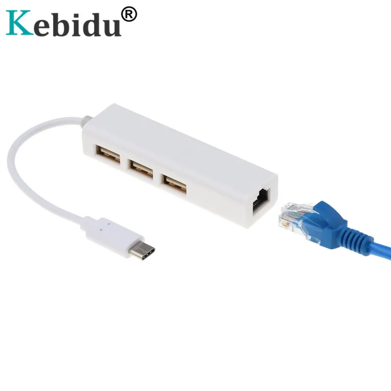 kebidu Type C to RJ45 Ethernet Adapter USB 3.1 Hub Data Transfer RJ45 Network Card Adapter for Macbook Type C Hubs