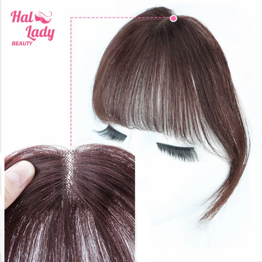 Halo Lady-Clip de belleza en flequillo de cabello humano, explosión de aire, piezas de cabello brasileño, Invisible, sin costuras, no remy, peluca de cabello de repuesto