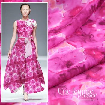 

Brilliant red chiffon silk fabric for dress scarf kimono tissu african bazin riche getzner telas tela tecido stoffen tissus stof