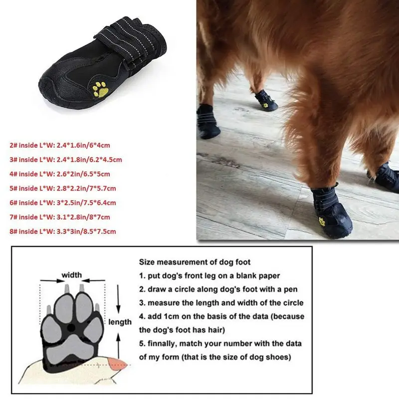 Waterproof Dog Shoes Breathable Paws Protector Anti-Skid Dog Boots with Reflective Strap Pet Winter Warm Snow Boots for Small, M