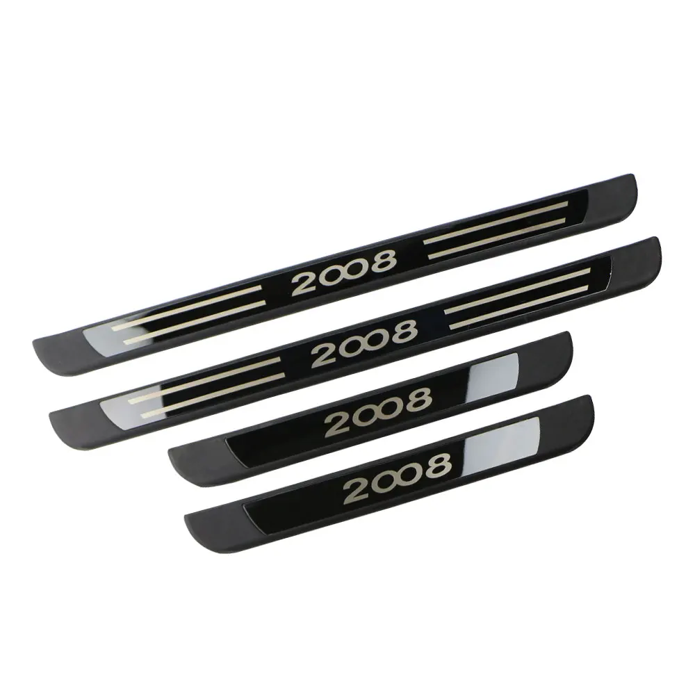 4Pcs Car Door Sill Scuff Plate Cover Trim Fit for Peugeot 2008 Accessories