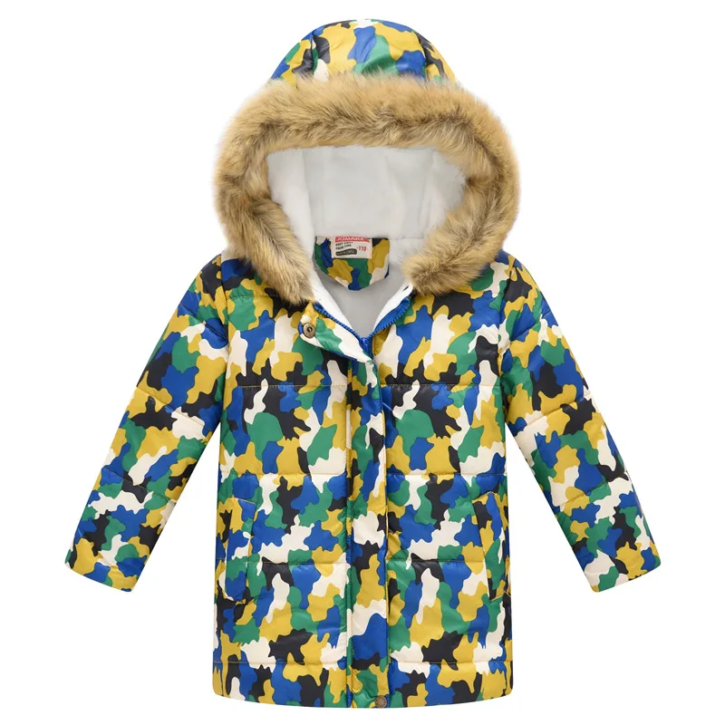 Детская зимняя куртка, теплая хлопковая зимняя куртка для девочек, пальто, верхняя одежда с капюшоном и цветочным принтом, пальто для девочек DC149