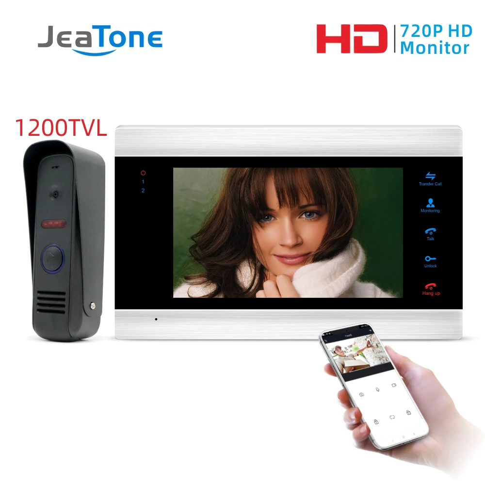 P202S1M706S1-86 JeaTone 7 дюймов WiFi интеллектуальные Проводные видео входные двери домофон система с непромокаемой камерой безопасности дверной звонок Обнаружение движения - Цвет: P202S1M706S1-86