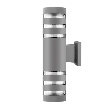 

Round LED Wall Light E27 Dual Head Indoor Outdoor Waterproof Sconce Up Down Porch Lamp (gray)
