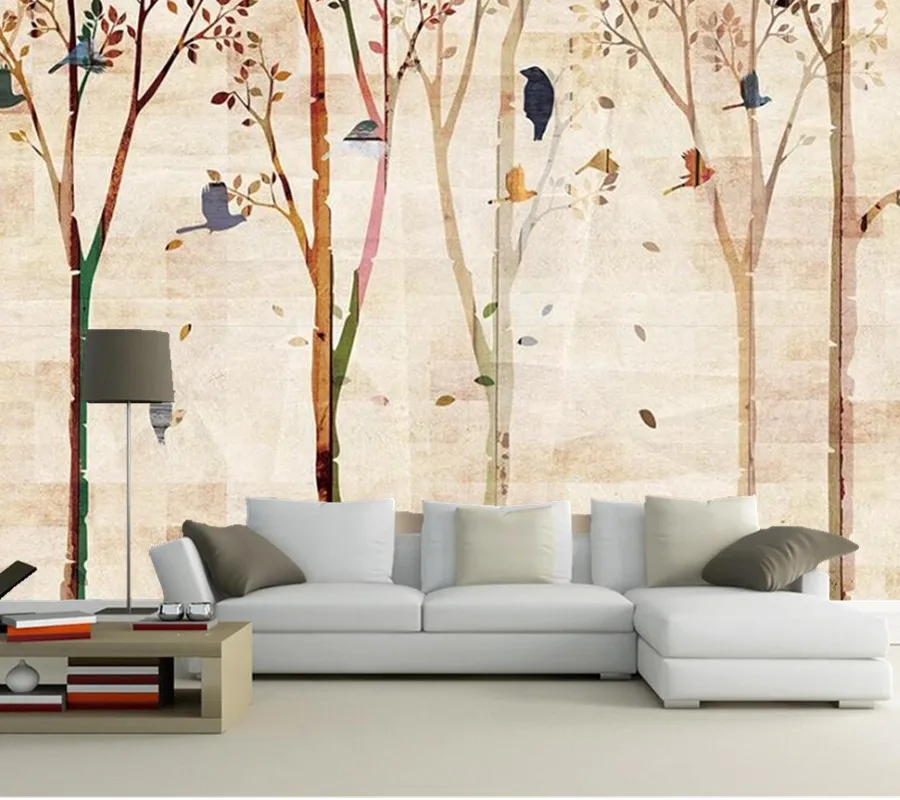 Papel де parede лес Летающая Птица древесины 3d обои, гостиная ТВ диван спальня обои домашний Декор РЕСТОРАН Фреска