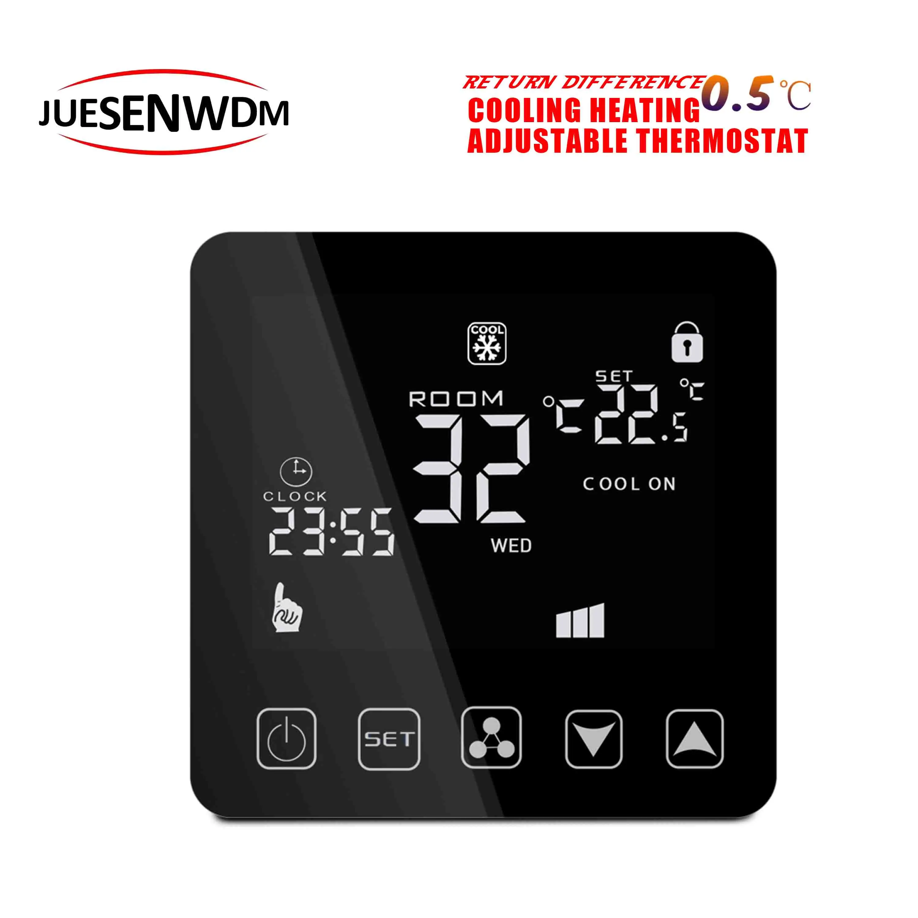 

EU 4P digital programmable room thermostat for fan coil control