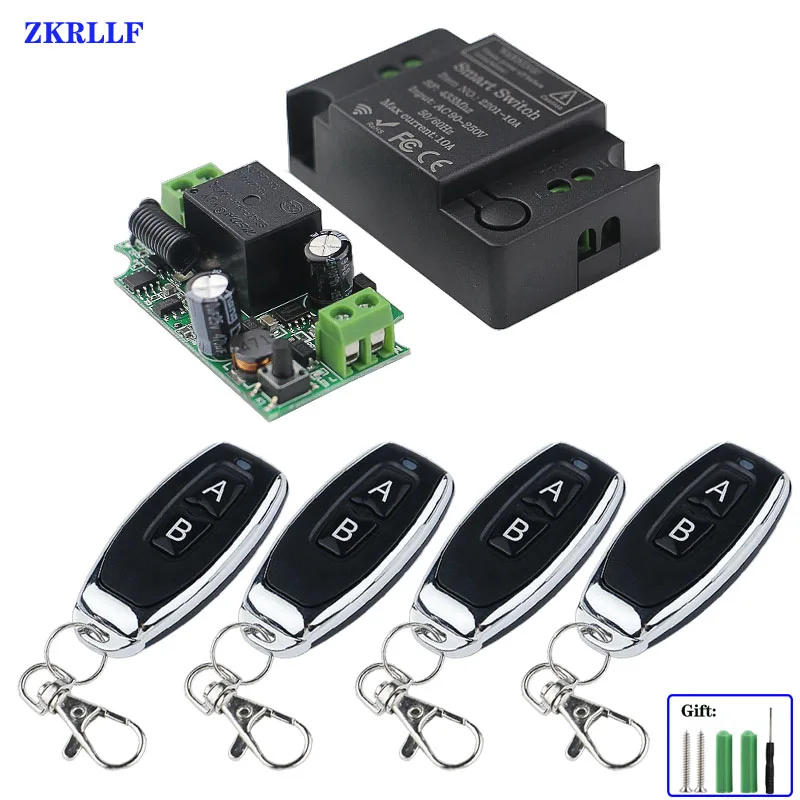 Wireless Remote Control Switch AC 110V 220V 1CH Receiver Module and RF Transmitter For Smart Home LED Light Remote Control DIY afbeelding