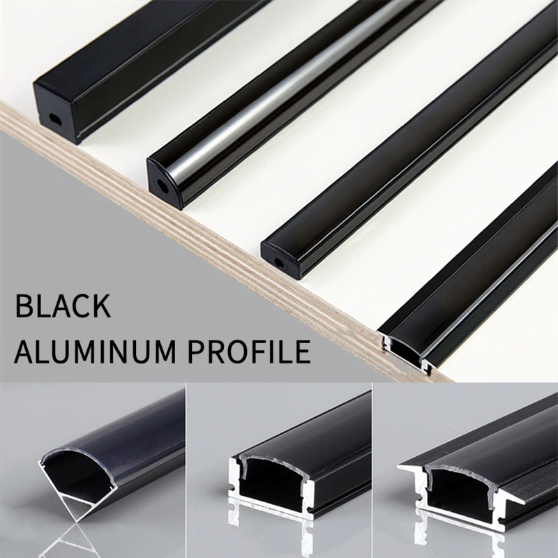 Tanie 0.5 m/sztuk czarny V/U/YW styl profil aluminiowy LED dla 5050 sklep