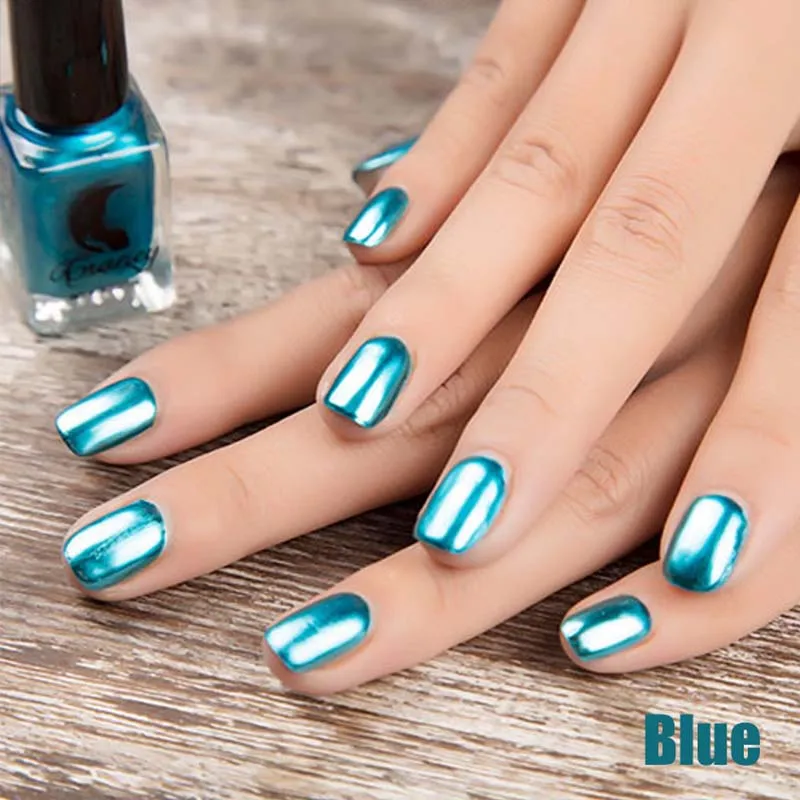Blue 6 мл зеркальный эффект лак для ногтей металлик прозрачный фиолетовый розовый Золотой Серебряный хромированный лак для ногтей маникюрный лак - Цвет: Blue