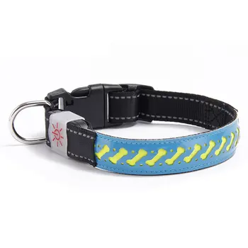 

LED pet luminous collar with carved leather collar Adjustable length Four modes free switching USB charging 1 pcs