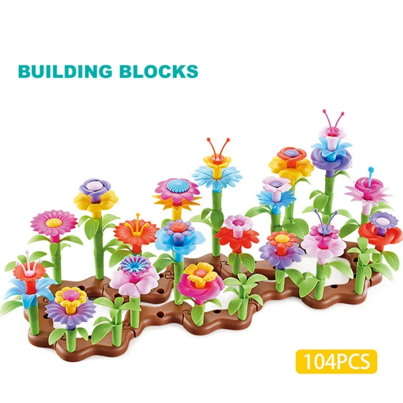 DIY Dream Garden Series Girls Flower Interconnecting Blocks Toys Educational Assembly Blocks Christmas birthday gifts