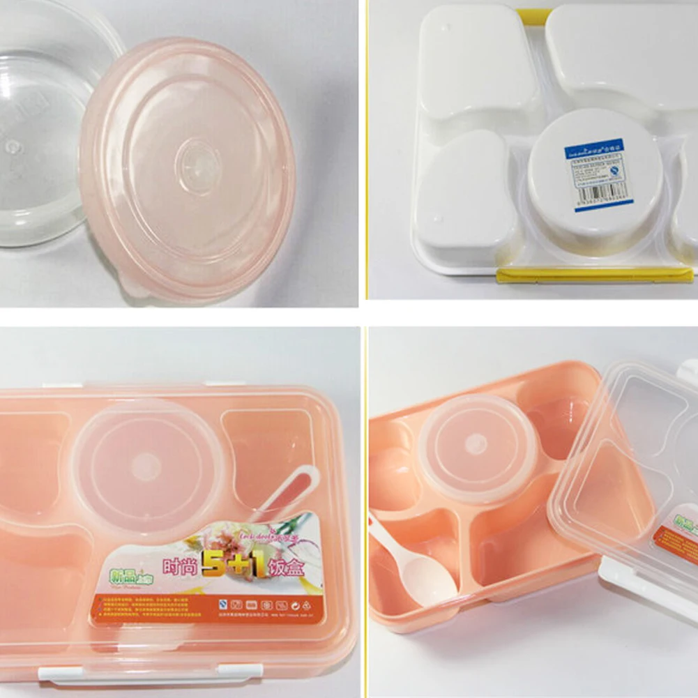 Милый Ланч Bento Box контейнер для еды 5 отсеков для хранения Микроволновая печь+ миска для супа ложка