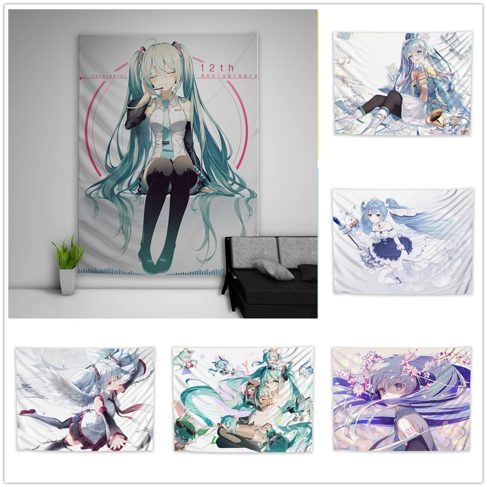 

VOCALOID Hatsune Miku Tapestry Art Wall Hanging Sofa Table Bed Cover Home Decor Dorm Gift