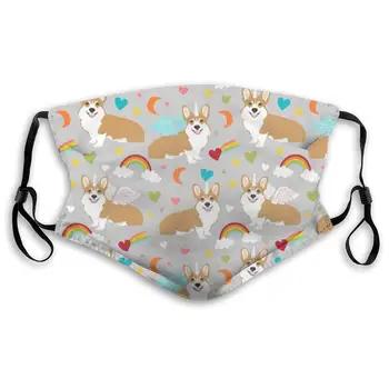 

Cute Unicorn Corgi Printed Dust Mouth Mask With Replaceable Filter, Reusable Breathable Mask For Women And Men