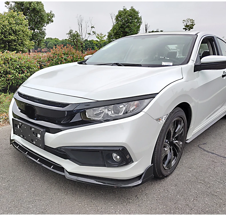 Для нового Honda Civic защита выхлопного отверстия переднего бампера комплект кузова спойлер для губ бампер для автомобиля Передняя Лопата столкновения Спорт черный