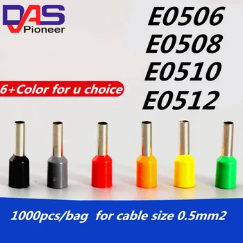 

Real Terminales E0508 Insulated Cable Cord End Bootlace Ferrule Terminals Tubular Wire Connector for 0.5mm 1000pcs Freeship