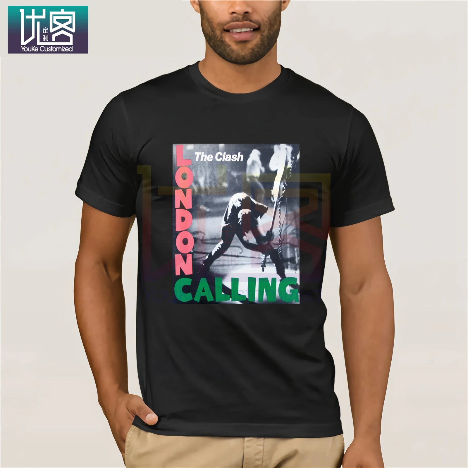 

The Clash Men's Smashing Guitar Slim Fit T-shirt Black Print Tee Shirt 100 Cotton Funny Short Sleeve Oversize Men Tshirt