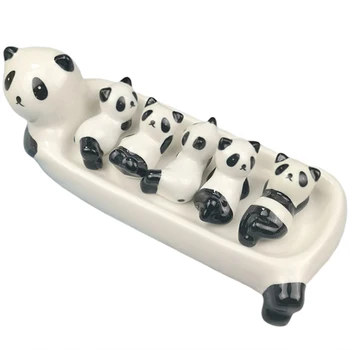 

Lovely Panda Chopstick Rest Set Japanese Ceramic Chopstick Holder Tableware Cartoon Sushi Cutlery Rack Home-Use Table Decoration