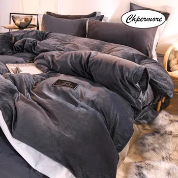 

Chpermore Double-sided crystal velvet Bedding set Simple Duvet cover Sets Bed Sheets pillowcases 3/4 PCS Twin Queen King Size