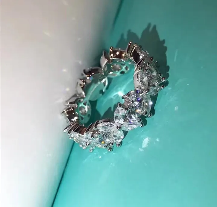 

Hot 925 sterling silver jewelry zircon flower ring letter finger ring famous brand jewelry