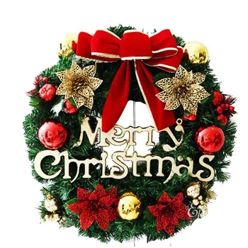 

Christmas Wreath Artificial Greenery Spruce Wreathes Decorative Wreath Xmas Ball Gift Box FPing