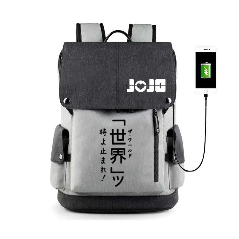 Аниме JOJO причудливый Adventrue рюкзак сумки shudent школьный нейлон путешествия USB сумка для ноутбука - Цвет: 07