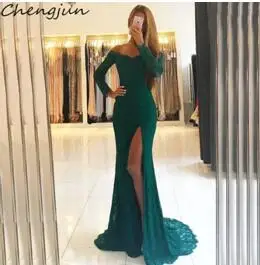 Chengjun пикантные леггинсы с открытыми рукавами темно-зеленого цвета с открытыми плечами v-образным вырезом длинное выпускное платье - Цвет: Dark Green