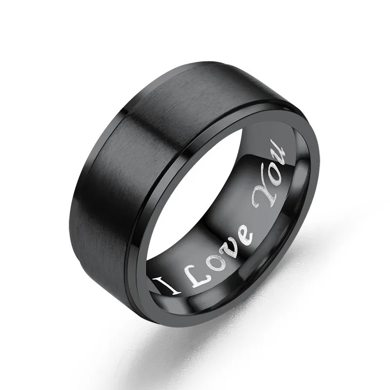 Кольцо для влюбленных из нержавеющей стали, модное кольцо с рисунком короны, Серебряное черное металлическое ювелирное изделие для женщин и мужчин, Подарок на годовщину - Цвет основного камня: 8MM black