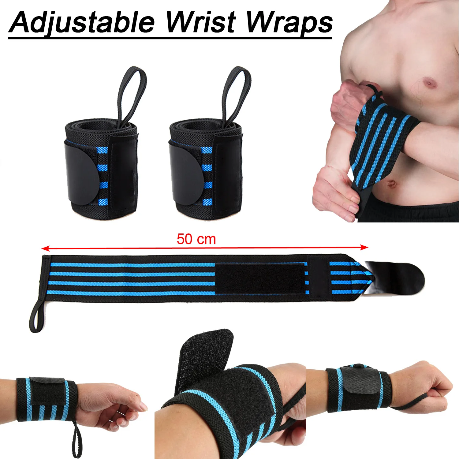 New Professional Grade Wrist Wraps Weightlifting with Thumb Loops for Men Women Gym Power Training Powerlifting