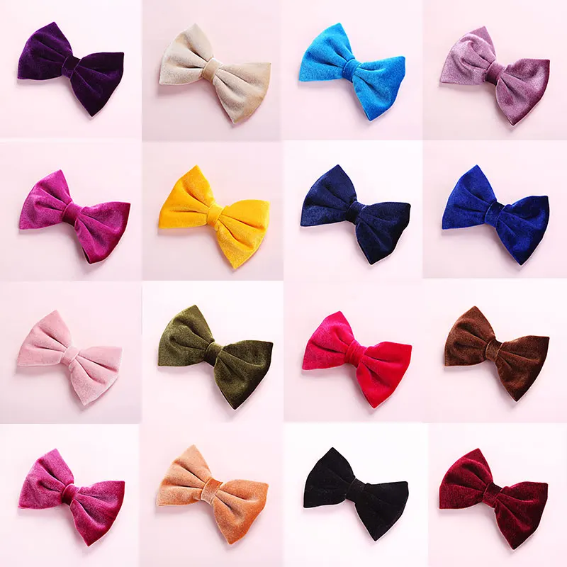 

1Pcs Big Bows Barrettes For Women Girls Hair Accessories Velvet Hair Clip Winter Cute Kids Hair Bows Solid Color Bowknot Hairpin