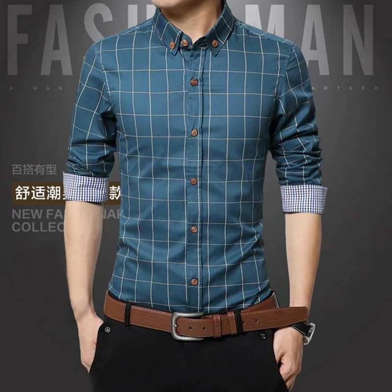 MJARTORIA Новая коллекция модных осенних свитеров Для мужчин одежда Slim Fit Для мужчин рубашка с длинными рукавами Для мужчин клетчатая хлопковая Повседневное Для мужчин рубашка социальных размера плюс