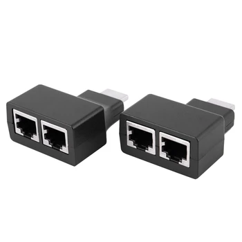 

HOT-1080p 4K HDMI To RJ45 Adapter Dual Ethernet Network Extender by Cat 5/6 3D HDTV