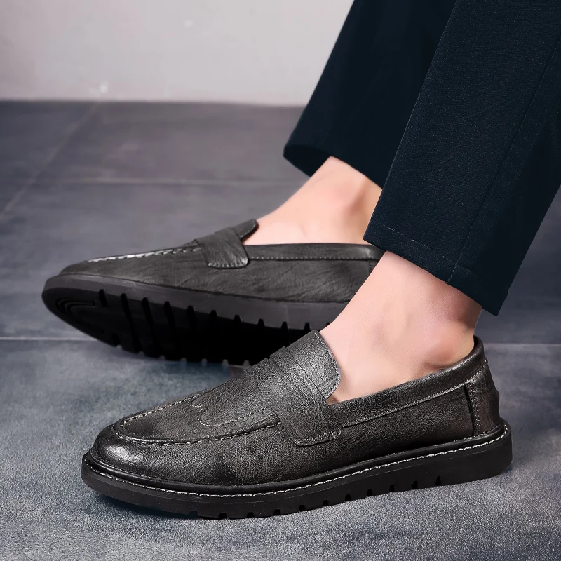 spring and autumn British style leather casual shoes men's shoes casual lightweight simple classic fashion business shoes