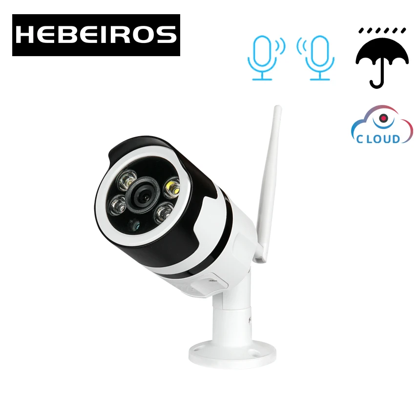 Водонепроницаемая наружная IP-камера Hebeiros IP67 HD 4MP 1080P P2P с Wi-Fi цветная камера