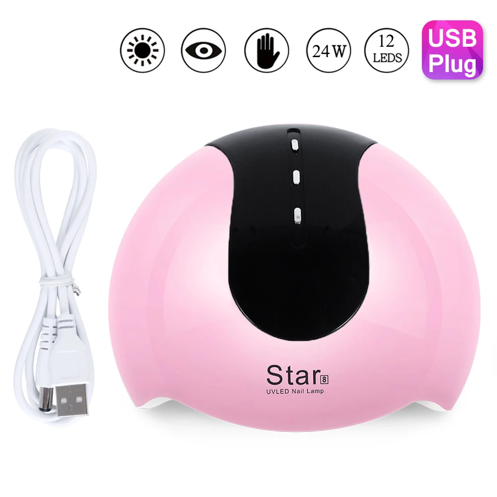 STZ 24 Вт мини-Сушилка для ногтей USB УФ светодиодный светильник лампа для полировки от солнца для всех типов гель умный таймер инструмент для маникюра STAR 8