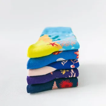 

Summer Fashion Creative Casual Women Socks Ocean Trend Pure Cotton Happy Funny Socks Milu Deer Pumpkin Lovely Calcetines Mujer