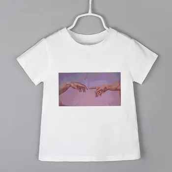 

2020 Harajuku Funny Cute Kids T-shirt Aesthetics Heart-shaped Arm Summer Baby Girl Clothes Cartoon Boys T Shirt Vogue Cozy Retro