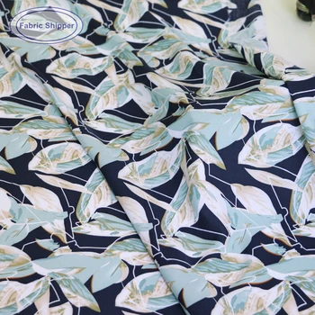 

100cm*140cm Leaf Pattern Retro Dress Tissu Soft Vicose Rayon Material Soft