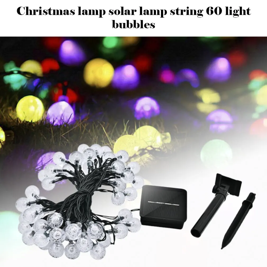 60 Led Outdoor String Lights Garden Crystal Ball Decorative Lights 24Ft Waterproof Indoor Outdoor Fairy Lights For Garden