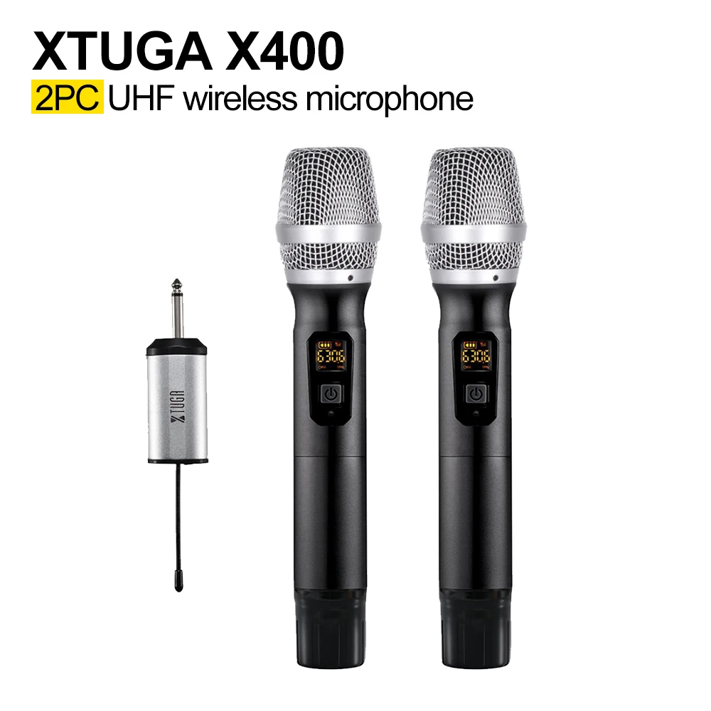 XTUGA X400 беспроводной микрофон система ручной светодиодный UHF динамик с портативным приемником
