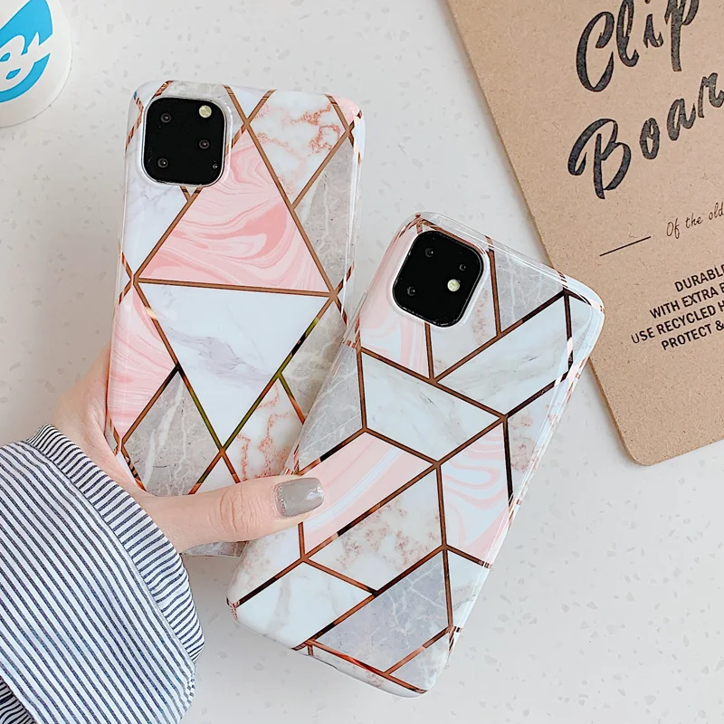 N1986N для iPhone 11 Pro X XR XS Max 6 6s 7 8 Plus чехол для телефона роскошный комбинированный мраморный гальванический Блестящий IMD Fundas для iPhone 11