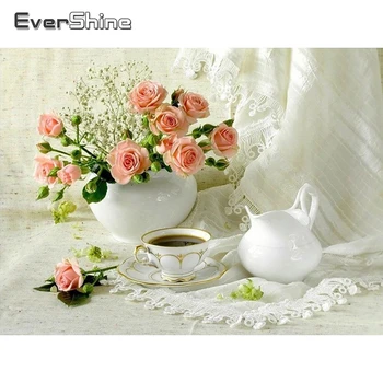 

EverShine Diamond Painting Flowers Cross Stitch Diamond Embroidery Full Display Pictures Rhinestones Diamond Mosaic Wall Decor