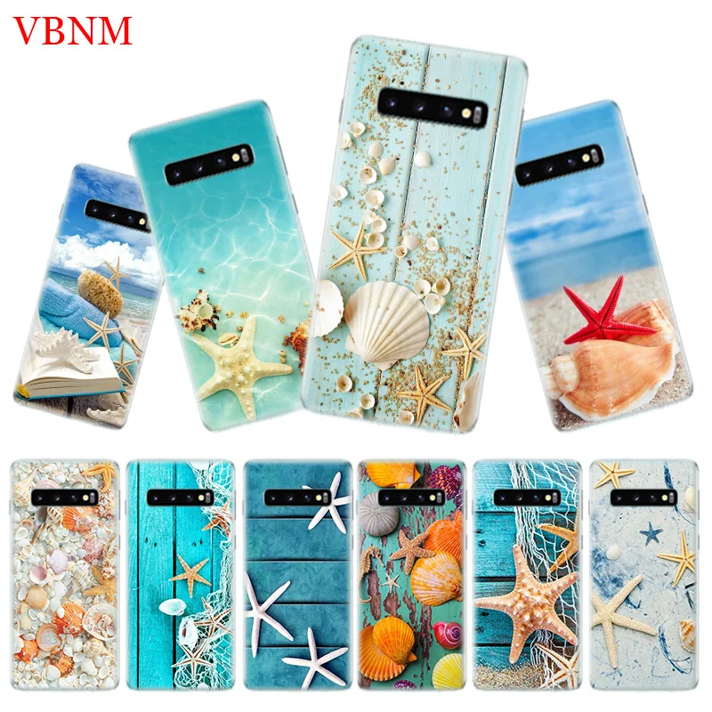 Blue Wood Seashells Sea Star Cover Phone Case for Samsung Galaxy S10 Plus S10E Lite A50 A70 A30 A10 A20E M20 M10 A20 A80 A40 She | Мобильные