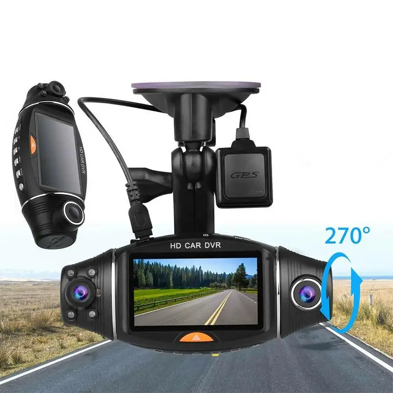 

2.7" Car DVR Video Recorder Camera GPS Logger R310 Dual Lens Dash Cam Car DVR Camera Dash Cam With Night Vision Loop Recording