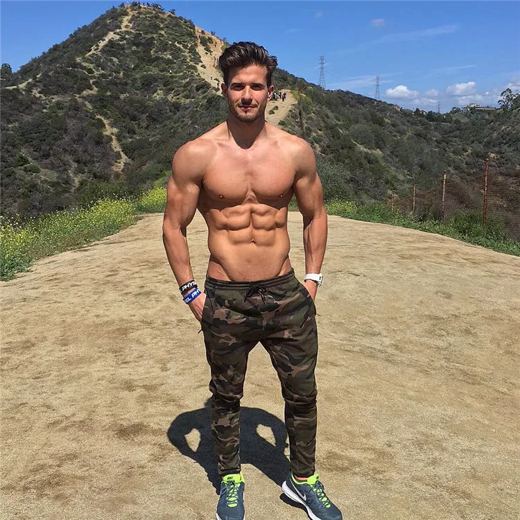 

Muscle Fitness Brothers MEN'S Sports Trousers Autumn And Winter New Style Fashion Casual Camouflage Skinny Sweatpants Closing