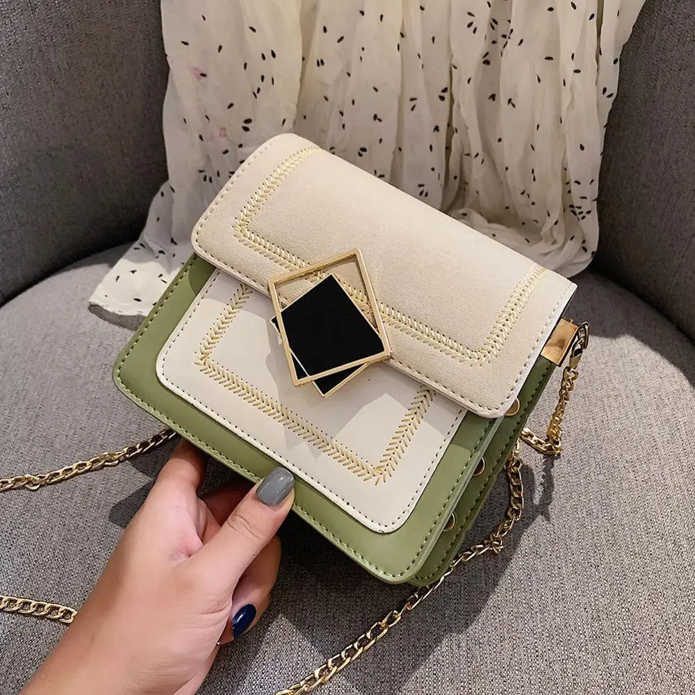 

Chain Pu Leather Crossbody Bags For Women 2019 Small Shoulder Messenger Bag Hit Color PU Leather Chain Crossbody Messenger Bag