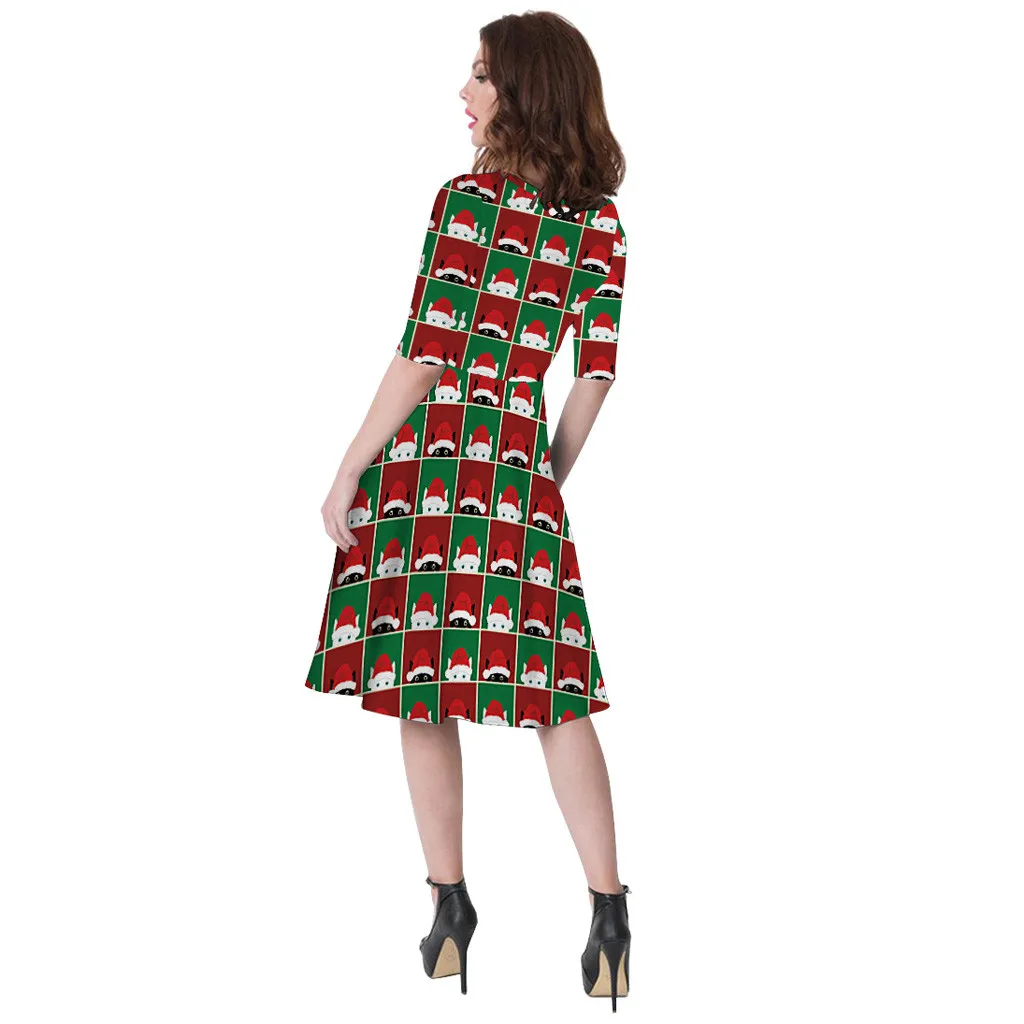 Женское платье, модное рождественское платье с длинным рукавом и 3d принтом, Vestidos De Fiesta