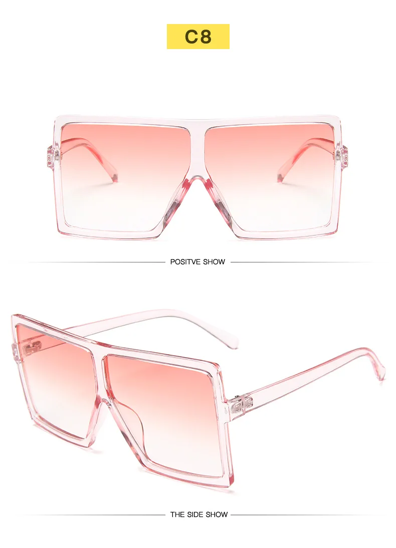 Большая коробка Квадратные Солнцезащитные очки женские горячие уличные съемки тренд женские солнцезащитные очки высокого качества женские модные Oculos De Sol Feminino - Цвет линз: Pink