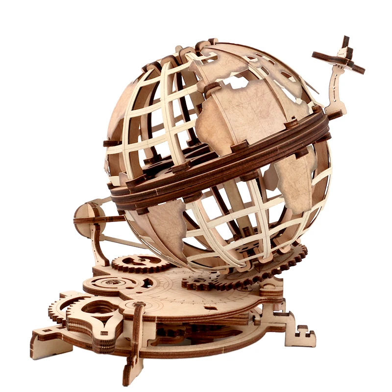 Children's new creative DIY gear shift globe educational toy wooden mechanical transmission model 3D puzzle decoration gift 5 colors creative gift car metal keychain for boys wave box ornaments gear head gear shift keyring car pendant